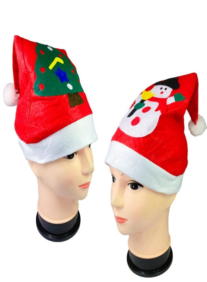 Sesonby (Set Of 2 Any Santa Applic Christmas Caps Santa Caps X-Mass Caps Santa Claus Hat, Merry Christmas Party Cap, Hat for Christmas/Xmas Party Santa Hat Red and White Cap for Santa Claus Costume - Image 1